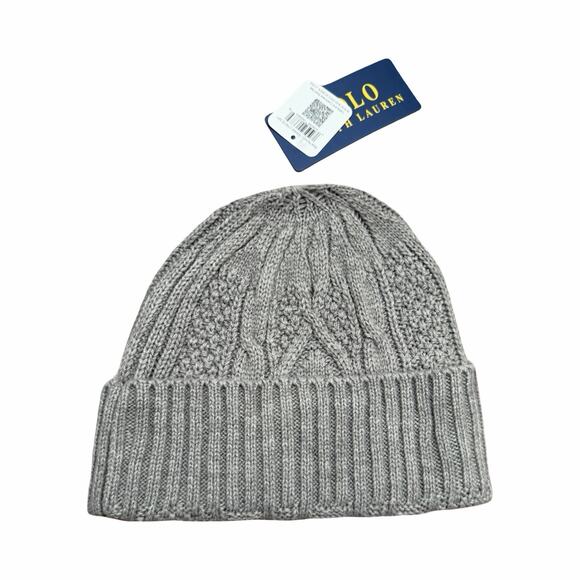 Polo Ralph Lauren Unisex Pony Cashmere Cable Knit Scarf and Beanie Gift Set NEW - Picture 6 of 8